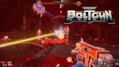 Bart is merc'ing the final boss, but he's playing on Easy difficulty just to get this screenshot. The Boltgun logo is superimposed over the top-right corner.